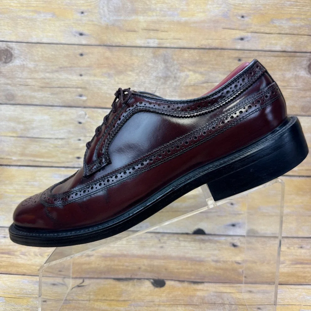 Vintage Dexter USA Dress Shoes Men 10.5 C Burgundy Wingtip‎ Longwing Brogue
